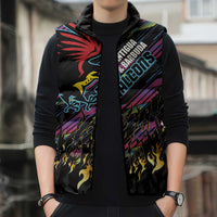 Custom Antigua & Barbuda Cricket Falcons Sleeveless Puffer Jacket Through The Fire - Wonder Print Shop