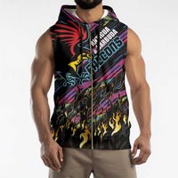 Custom Antigua & Barbuda Cricket Falcons Sleeveless Zip Hoodie Through The Fire - Wonder Print Shop