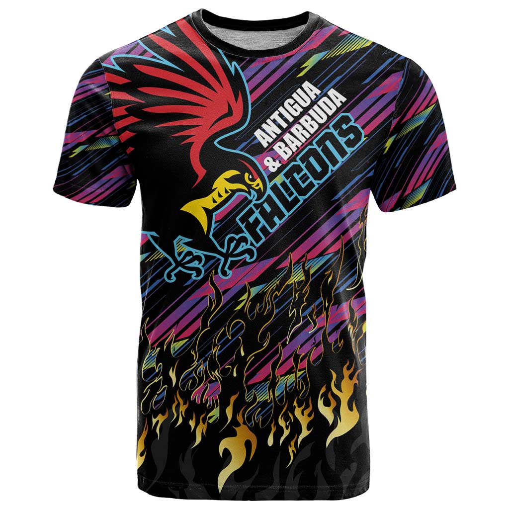 Custom Antigua & Barbuda Cricket Falcons T Shirt Through The Fire - Wonder Print Shop