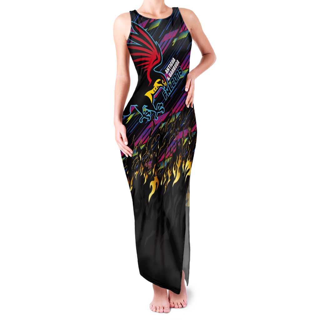 Custom Antigua & Barbuda Cricket Falcons Tank Maxi Dress Through The Fire - Wonder Print Shop