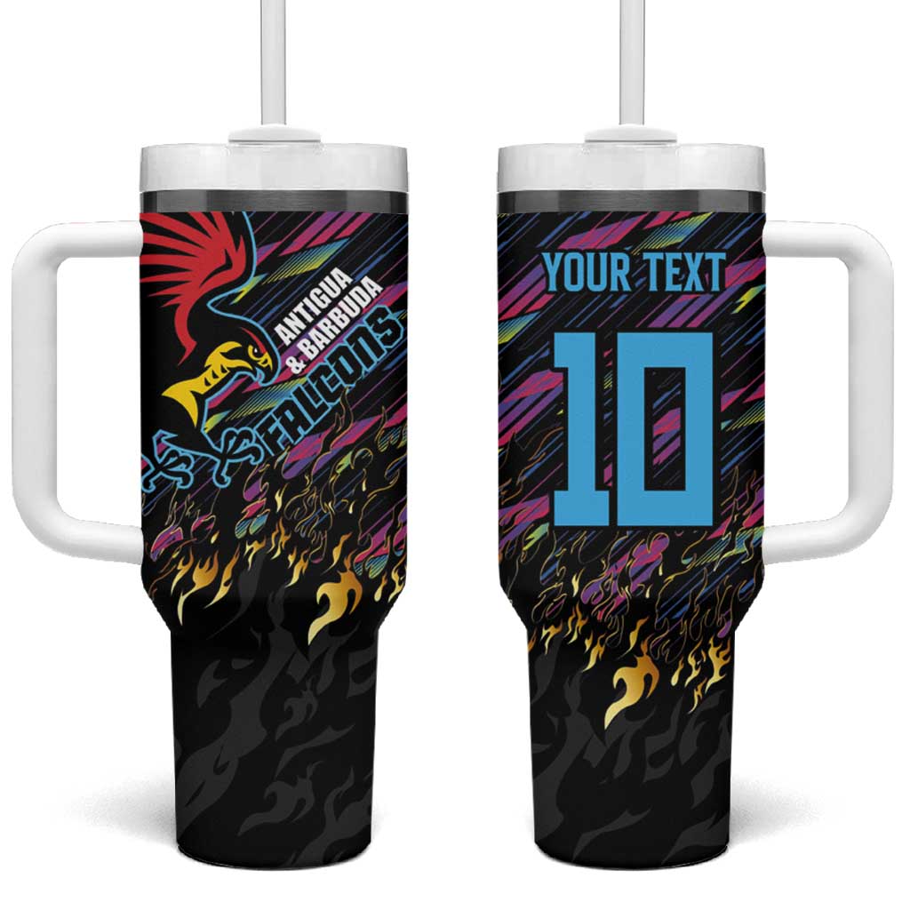 Custom Antigua & Barbuda Cricket Falcons Tumbler With Handle Through The Fire - Wonder Print Shop