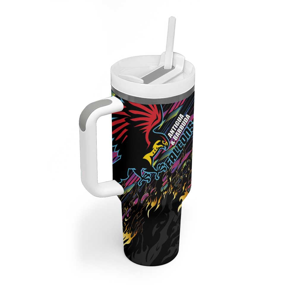 Custom Antigua & Barbuda Cricket Falcons Tumbler With Handle Through The Fire - Wonder Print Shop