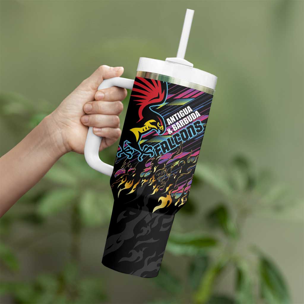Custom Antigua & Barbuda Cricket Falcons Tumbler With Handle Through The Fire - Wonder Print Shop