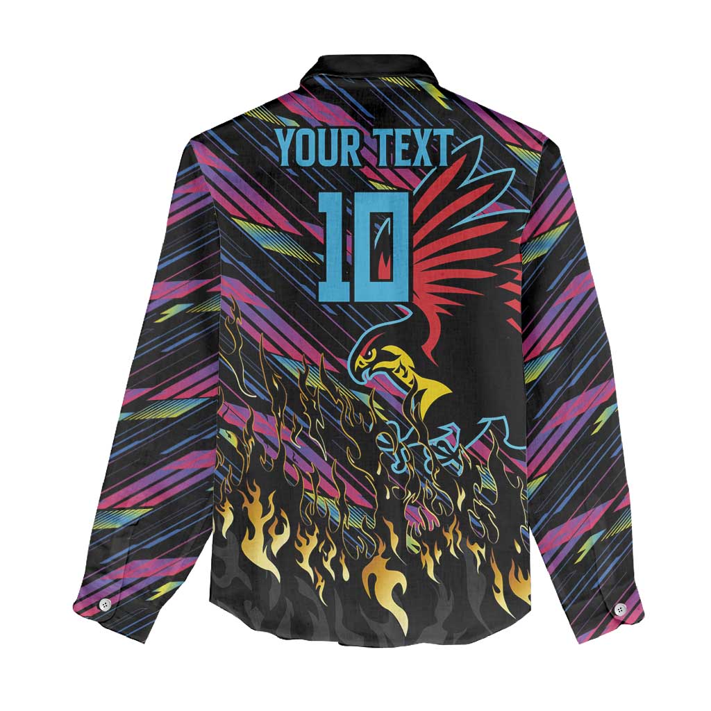 Custom Antigua & Barbuda Cricket Falcons Women Casual Shirt Through The Fire - Wonder Print Shop