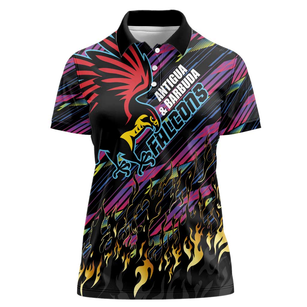 Custom Antigua & Barbuda Cricket Falcons Women Polo Shirt Through The Fire - Wonder Print Shop