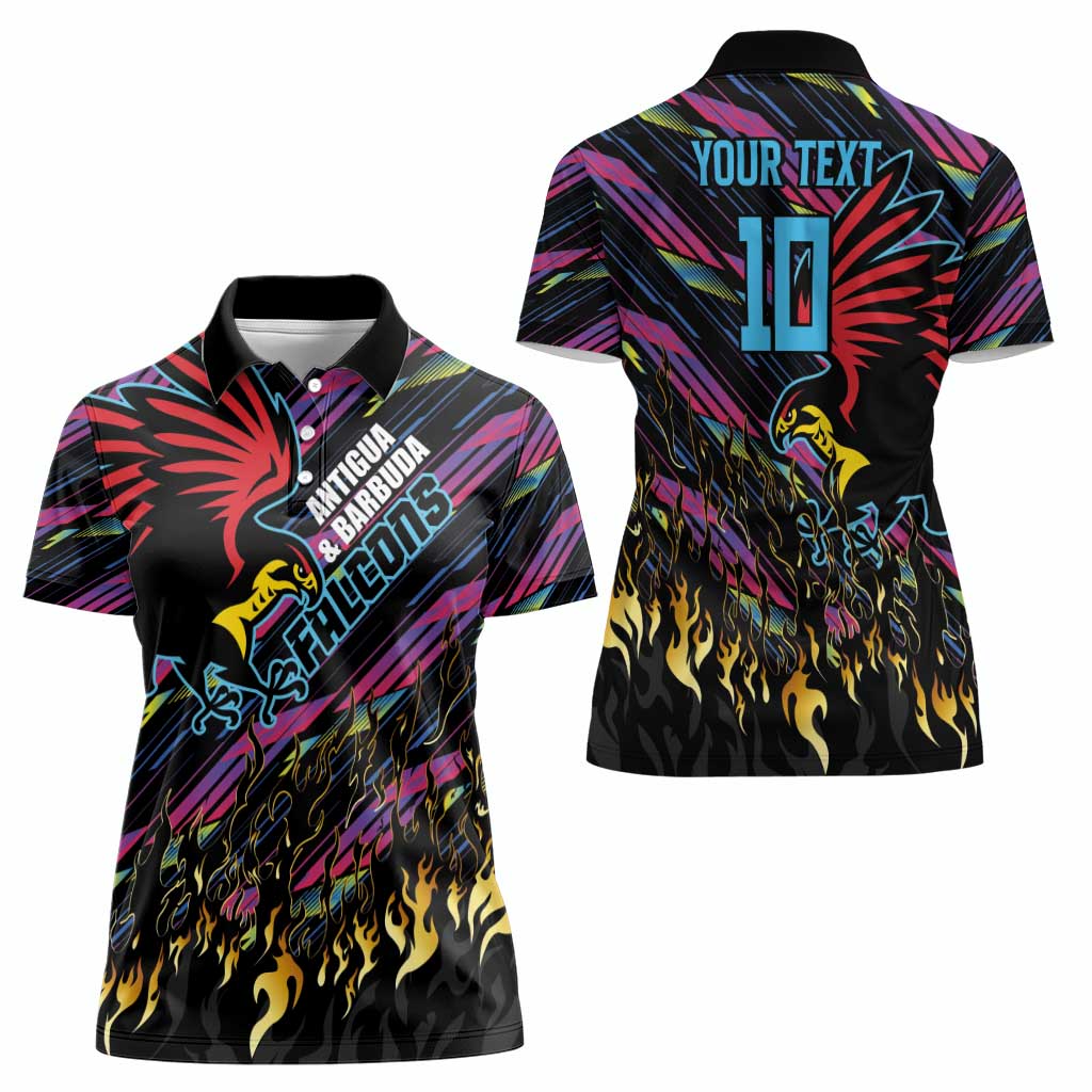 Custom Antigua & Barbuda Cricket Falcons Women Polo Shirt Through The Fire - Wonder Print Shop