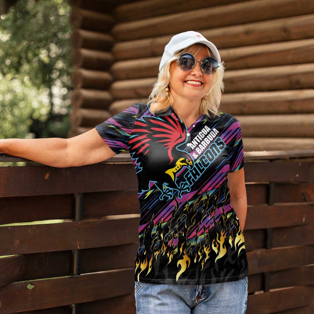 Custom Antigua & Barbuda Cricket Falcons Women Polo Shirt Through The Fire - Wonder Print Shop