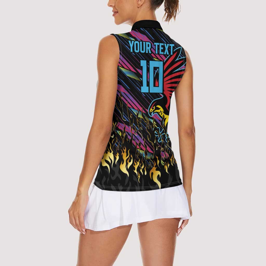 Custom Antigua & Barbuda Cricket Falcons Women Sleeveless Polo Shirt Through The Fire - Wonder Print Shop