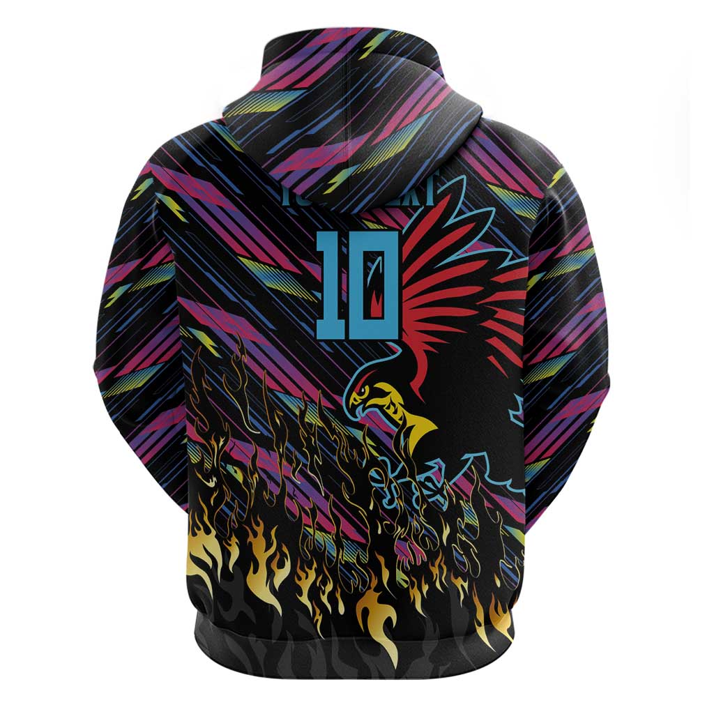 Custom Antigua & Barbuda Cricket Falcons Zip Hoodie Through The Fire - Wonder Print Shop