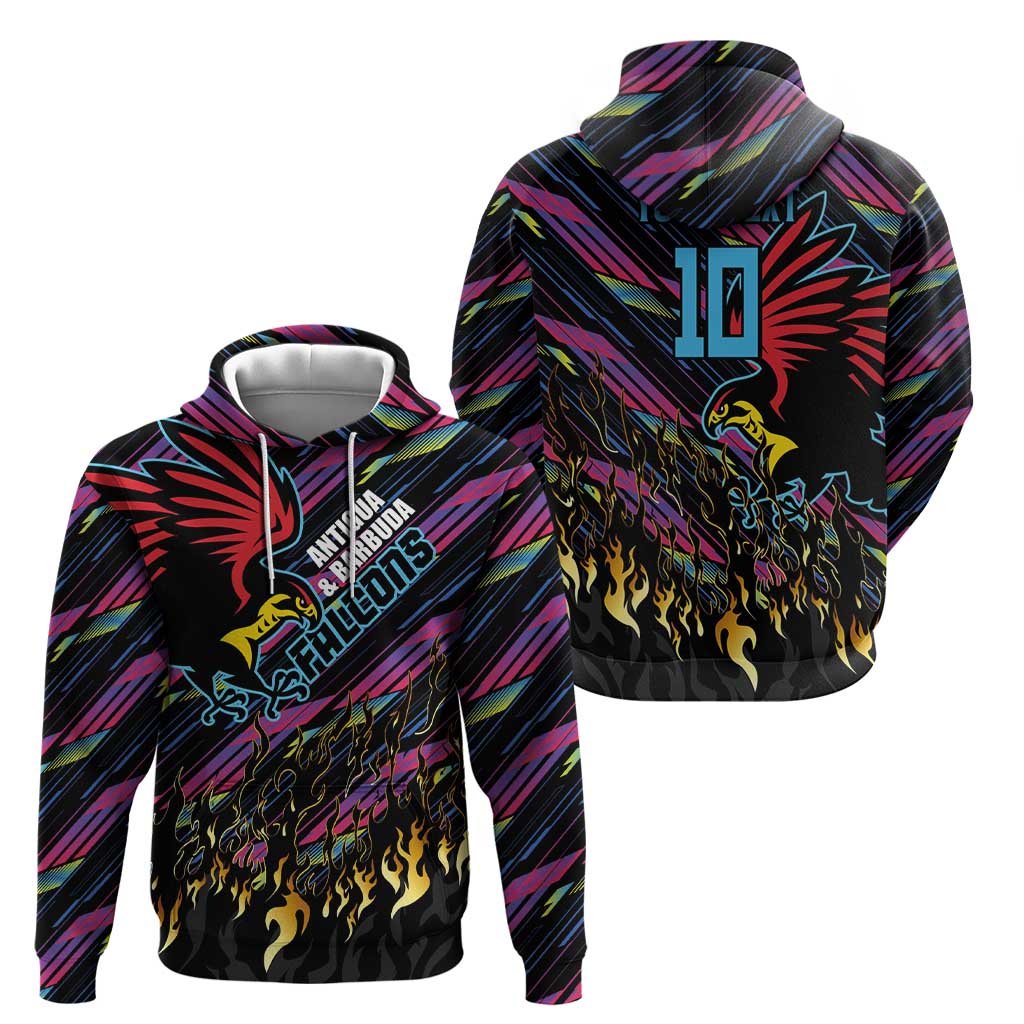 Custom Antigua & Barbuda Cricket Falcons Zip Hoodie Through The Fire - Wonder Print Shop