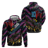 Custom Antigua & Barbuda Cricket Falcons Zip Hoodie Through The Fire - Wonder Print Shop