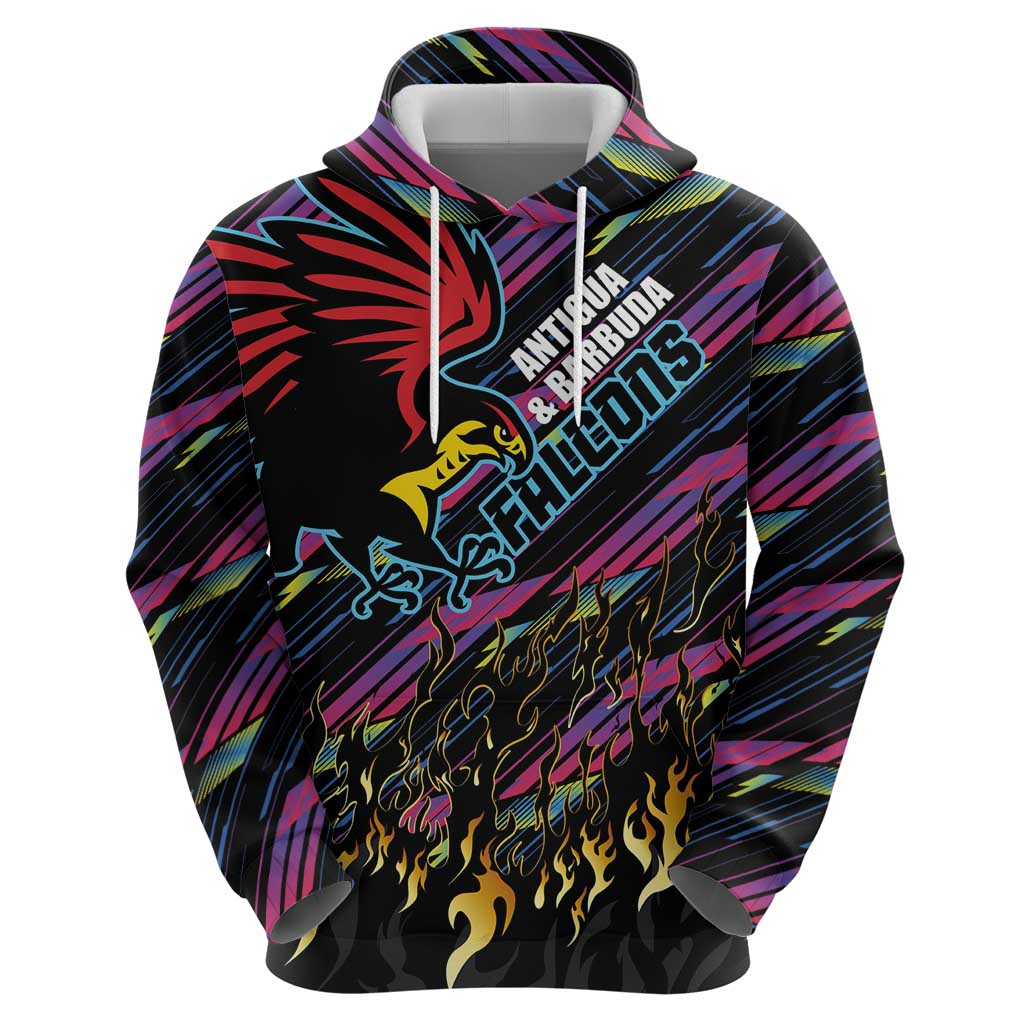Custom Antigua & Barbuda Cricket Falcons Zip Hoodie Through The Fire - Wonder Print Shop