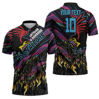 Custom Antigua & Barbuda Cricket Falcons Zipper Polo Shirt Through The Fire - Wonder Print Shop