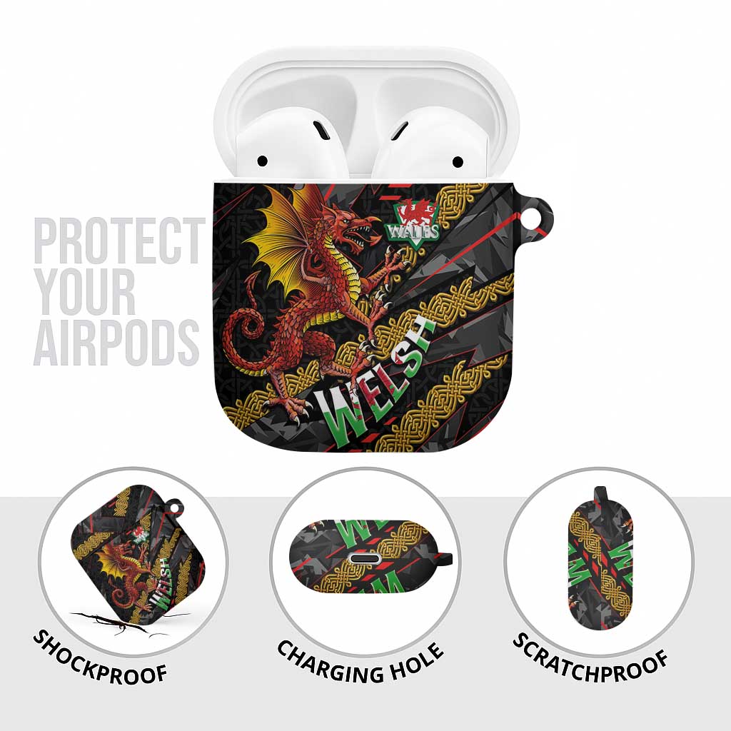 Welsh Celtic AirPods Case Wales Y Ddraig Goch with Celtic Knot Sporty - Wonder Print Shop