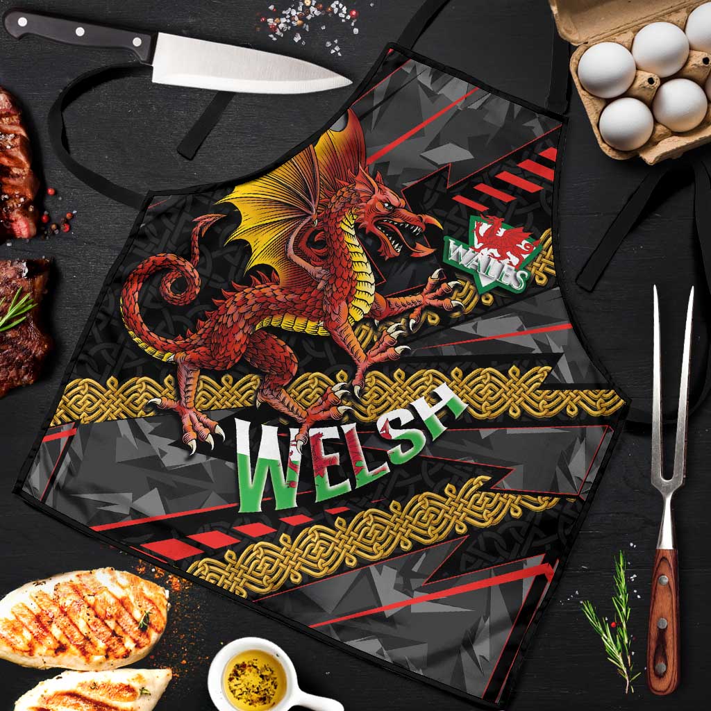 Welsh Celtic Apron Wales Y Ddraig Goch with Celtic Knot Sporty - Wonder Print Shop