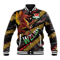 Welsh Celtic Baseball Jacket Wales Y Ddraig Goch with Celtic Knot Sporty - Wonder Print Shop