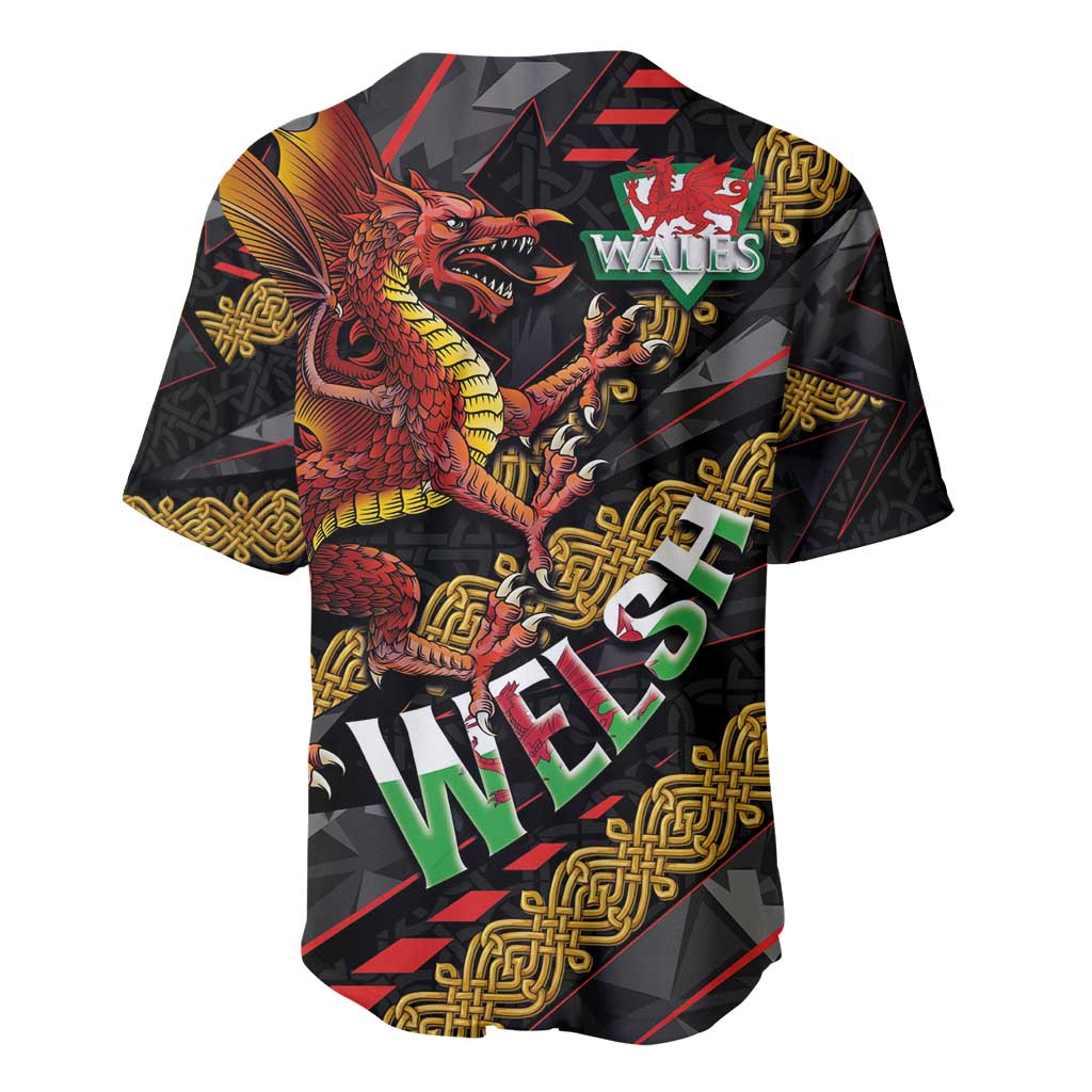 Welsh Celtic Baseball Jersey Wales Y Ddraig Goch with Celtic Knot Sporty - Wonder Print Shop