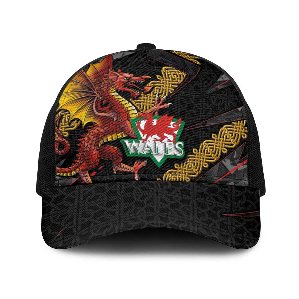 Welsh Celtic Baseball Net Cap Wales Y Ddraig Goch with Celtic Knot Sporty - Wonder Print Shop