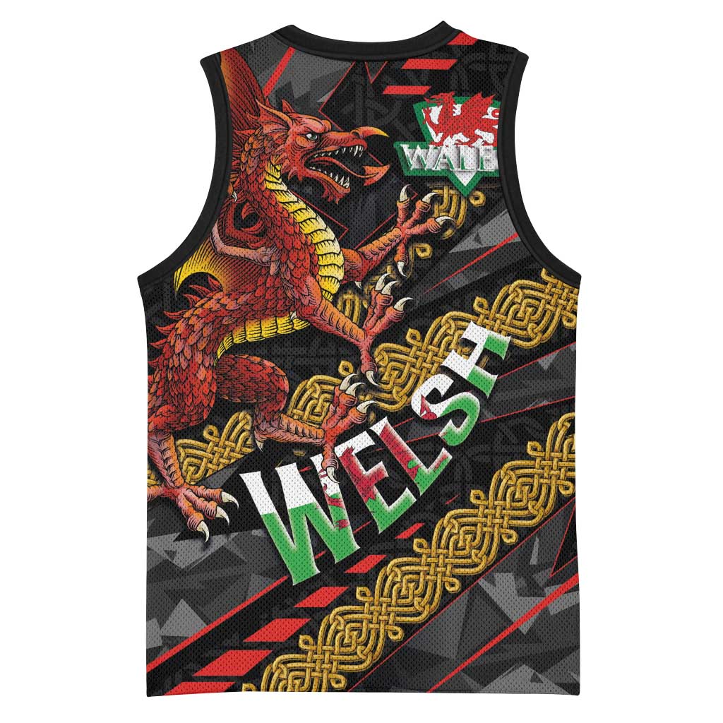 Welsh Celtic Basketball Jersey Wales Y Ddraig Goch with Celtic Knot Sporty - Wonder Print Shop