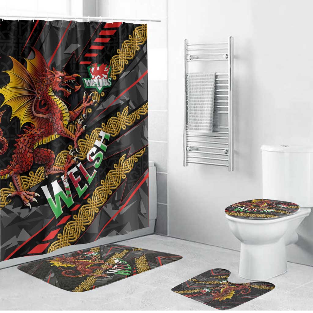 Welsh Celtic Bathroom Set Wales Y Ddraig Goch with Celtic Knot Sporty - Wonder Print Shop