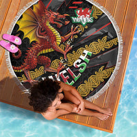Welsh Celtic Beach Blanket Wales Y Ddraig Goch with Celtic Knot Sporty - Wonder Print Shop