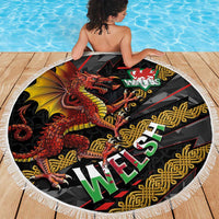 Welsh Celtic Beach Blanket Wales Y Ddraig Goch with Celtic Knot Sporty - Wonder Print Shop