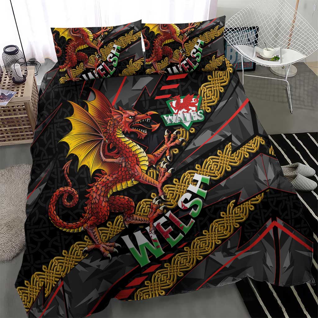 Welsh Celtic Bedding Set Wales Y Ddraig Goch with Celtic Knot Sporty - Wonder Print Shop