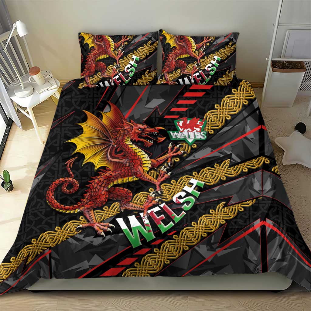 Welsh Celtic Bedding Set Wales Y Ddraig Goch with Celtic Knot Sporty - Wonder Print Shop