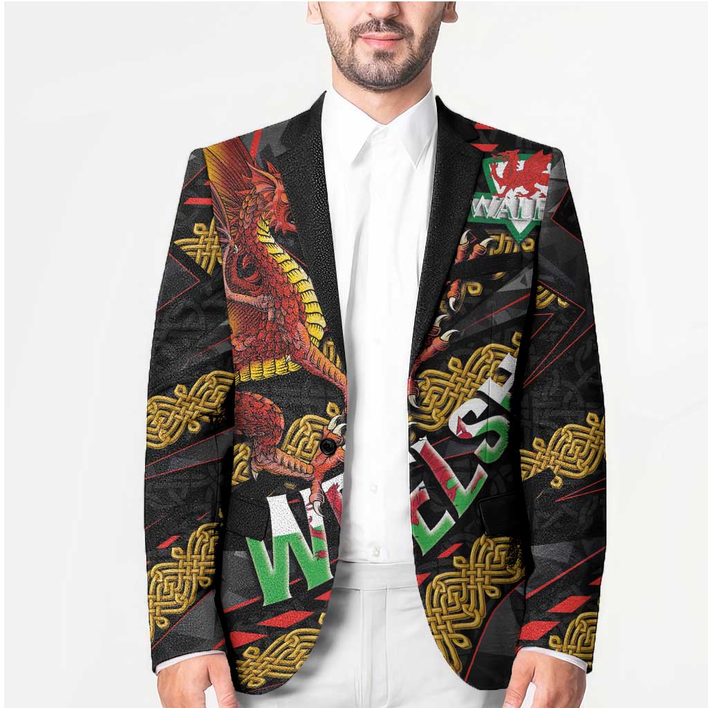 Welsh Celtic Blazer Wales Y Ddraig Goch with Celtic Knot Sporty - Wonder Print Shop