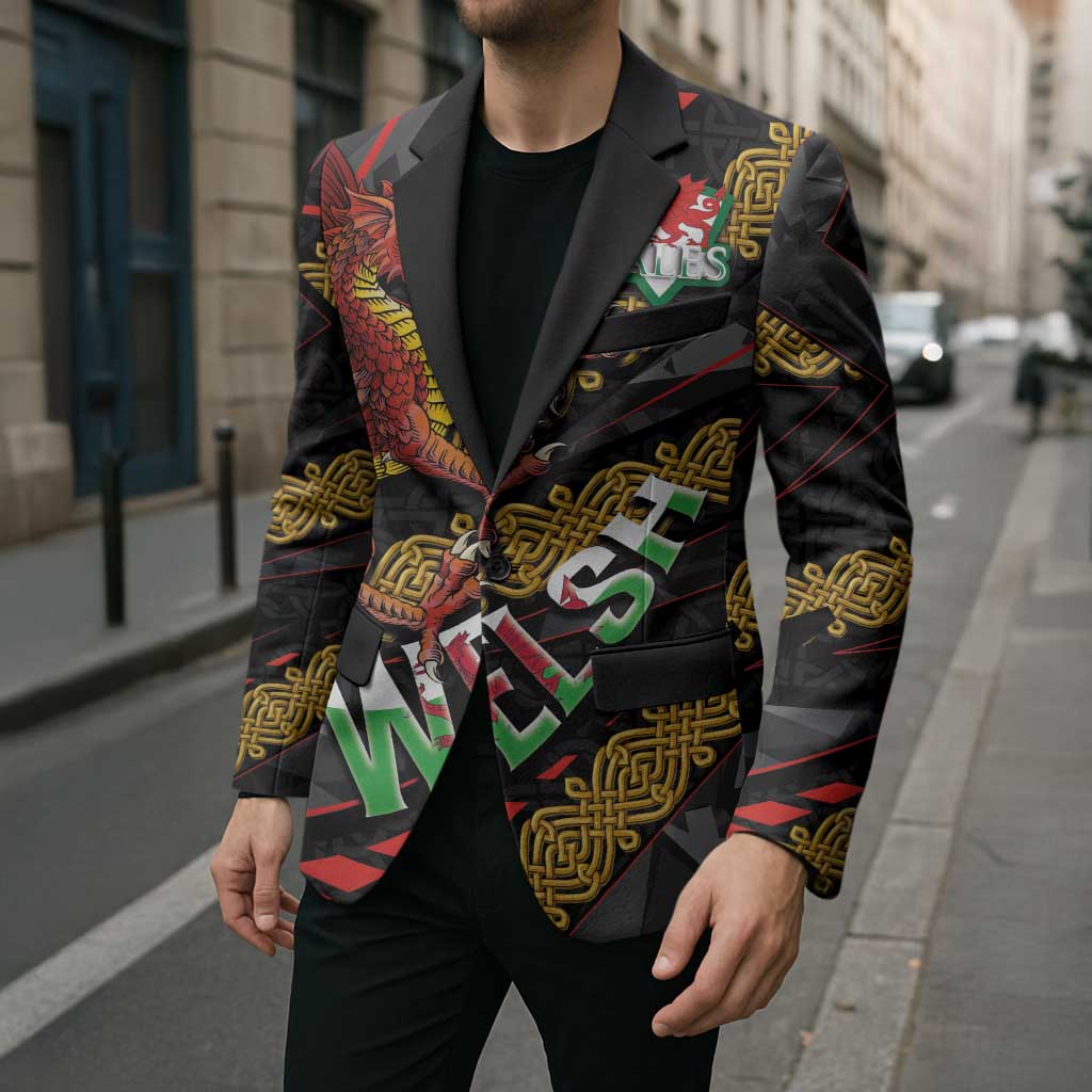 Welsh Celtic Blazer Wales Y Ddraig Goch with Celtic Knot Sporty - Wonder Print Shop