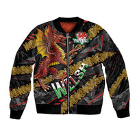 Welsh Celtic Bomber Jacket Wales Y Ddraig Goch with Celtic Knot Sporty - Wonder Print Shop