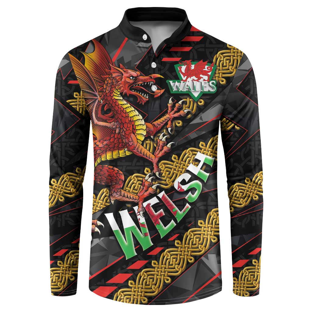 Welsh Celtic Button Sweatshirt Wales Y Ddraig Goch with Celtic Knot Sporty - Wonder Print Shop