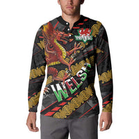 Welsh Celtic Button Sweatshirt Wales Y Ddraig Goch with Celtic Knot Sporty - Wonder Print Shop