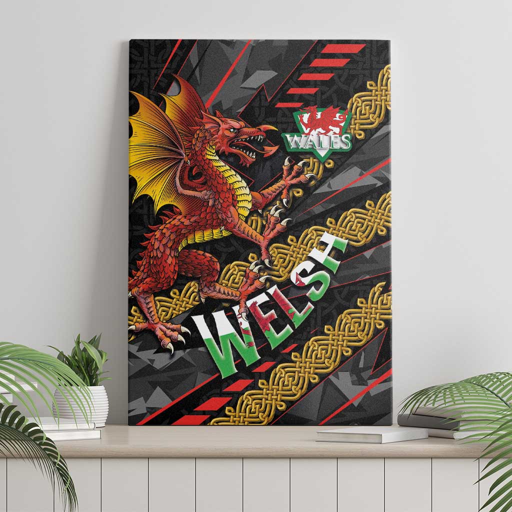 Welsh Celtic Canvas Wall Art Wales Y Ddraig Goch with Celtic Knot Sporty - Wonder Print Shop