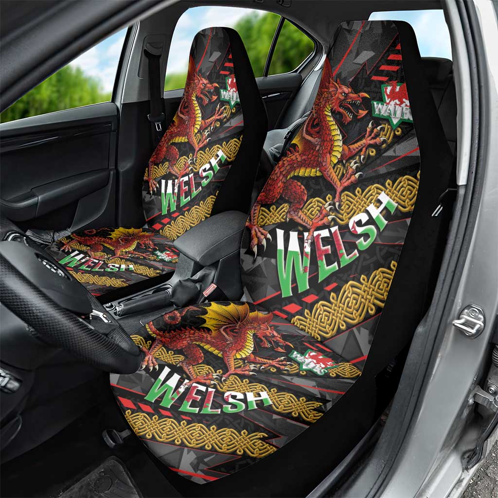 Welsh Celtic Car Seat Cover Wales Y Ddraig Goch with Celtic Knot Sporty - Wonder Print Shop