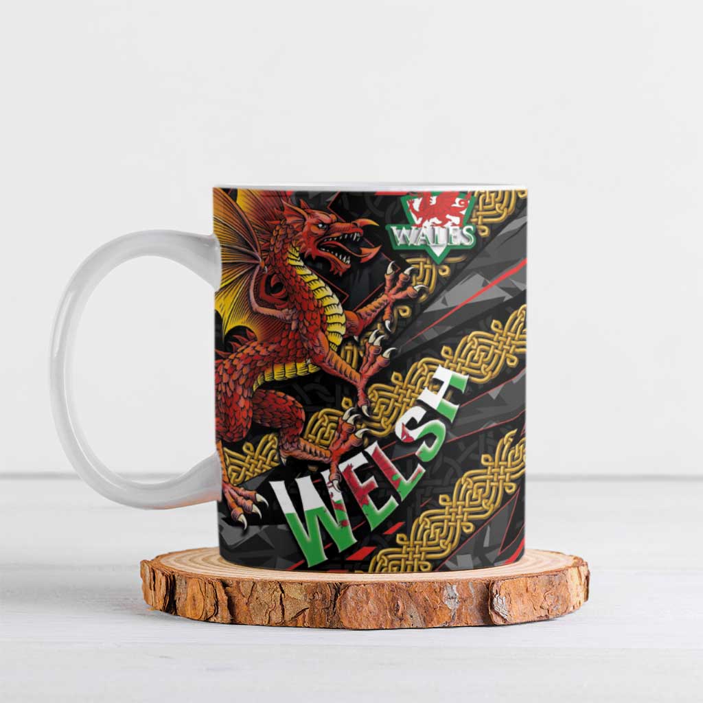 Welsh Celtic Ceramic Mug Wales Y Ddraig Goch with Celtic Knot Sporty - Wonder Print Shop