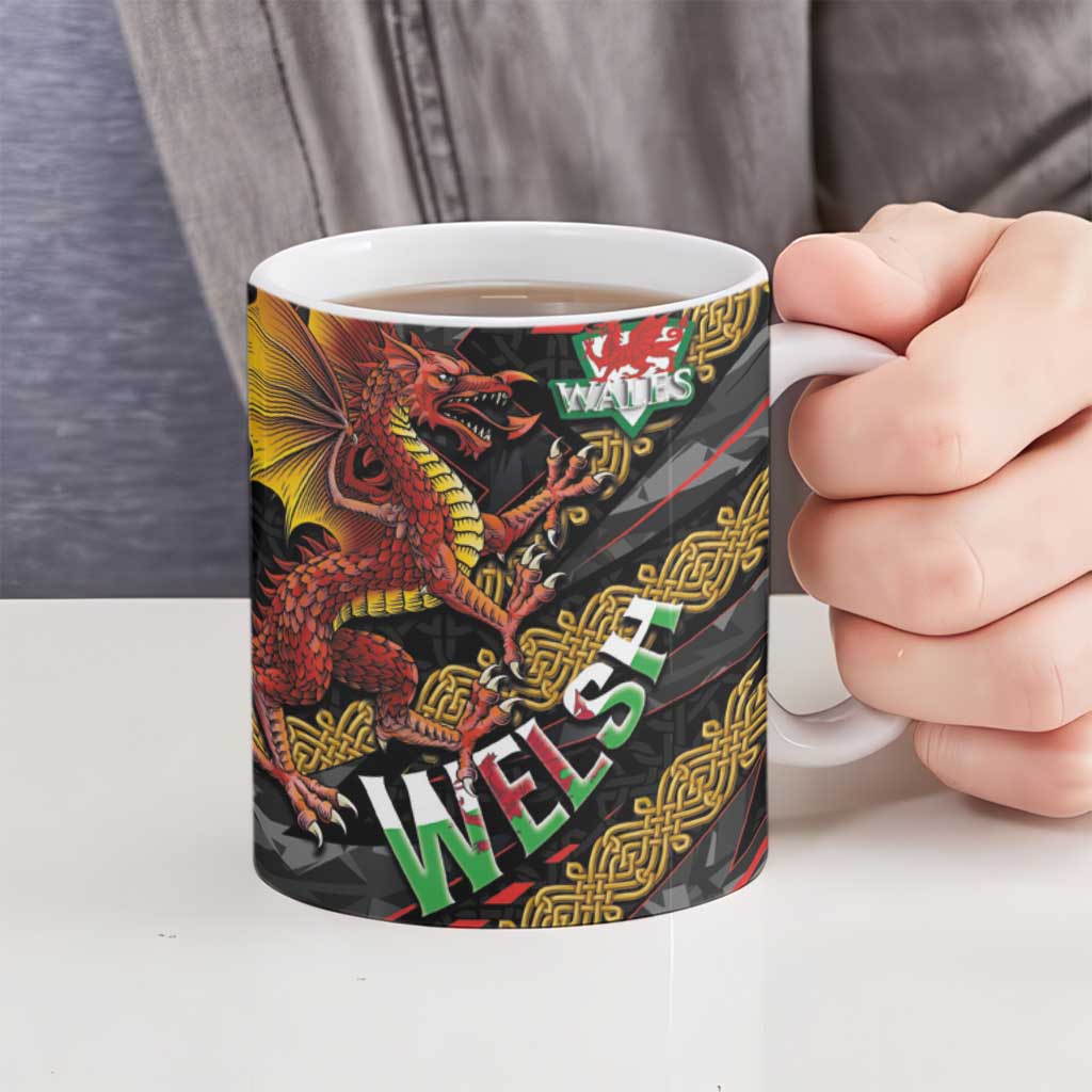 Welsh Celtic Ceramic Mug Wales Y Ddraig Goch with Celtic Knot Sporty - Wonder Print Shop