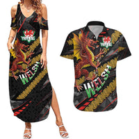 Welsh Celtic Couples Matching Summer Maxi Dress and Hawaiian Shirt Wales Y Ddraig Goch with Celtic Knot Sporty - Wonder Print Shop