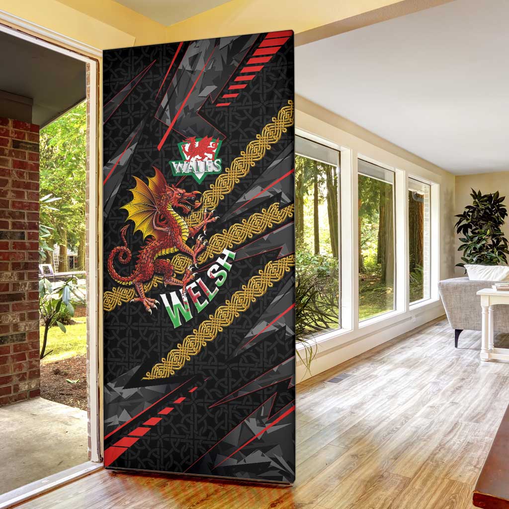Welsh Celtic Door Cover Wales Y Ddraig Goch with Celtic Knot Sporty - Wonder Print Shop