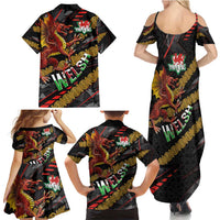 Welsh Celtic Family Matching Summer Maxi Dress and Hawaiian Shirt Wales Y Ddraig Goch with Celtic Knot Sporty - Wonder Print Shop