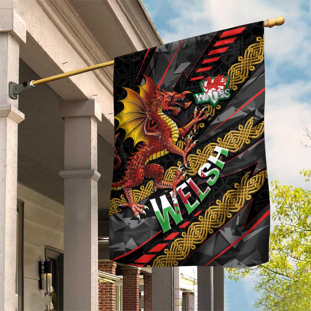 Welsh Celtic Garden Flag Wales Y Ddraig Goch with Celtic Knot Sporty - Wonder Print Shop