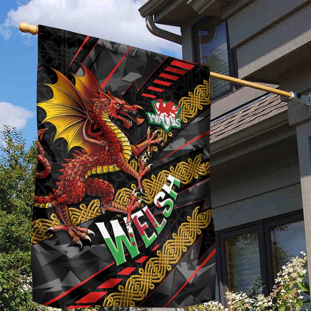 Welsh Celtic Garden Flag Wales Y Ddraig Goch with Celtic Knot Sporty - Wonder Print Shop
