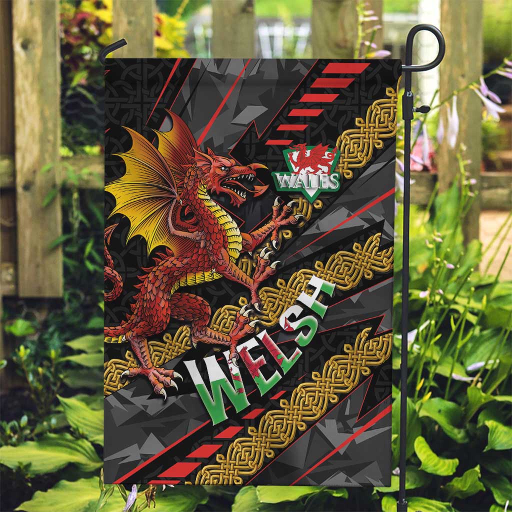 Welsh Celtic Garden Flag Wales Y Ddraig Goch with Celtic Knot Sporty - Wonder Print Shop