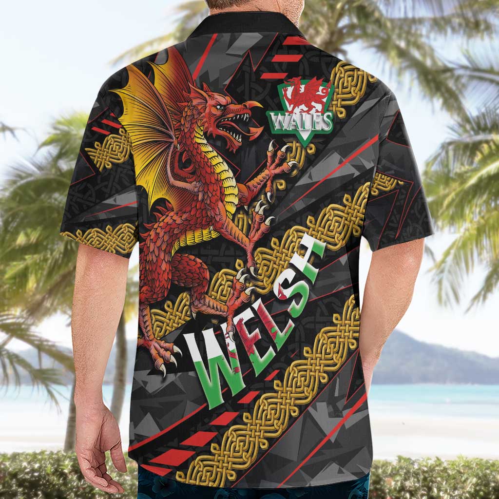 Welsh Celtic Hawaiian Shirt Wales Y Ddraig Goch with Celtic Knot Sporty - Wonder Print Shop