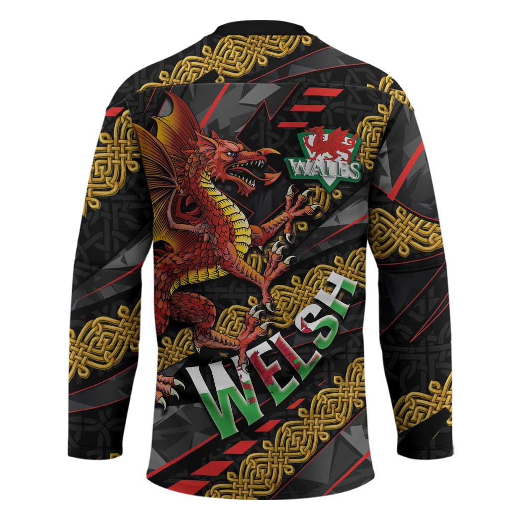 Welsh Celtic Hockey Jersey Wales Y Ddraig Goch with Celtic Knot Sporty - Wonder Print Shop