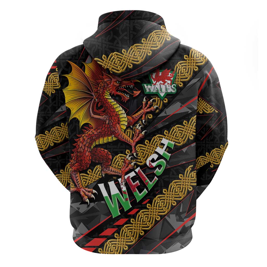 Welsh Celtic Hoodie Wales Y Ddraig Goch with Celtic Knot Sporty - Wonder Print Shop