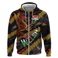 Welsh Celtic Hoodie Wales Y Ddraig Goch with Celtic Knot Sporty - Wonder Print Shop