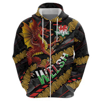 Welsh Celtic Hoodie Wales Y Ddraig Goch with Celtic Knot Sporty - Wonder Print Shop