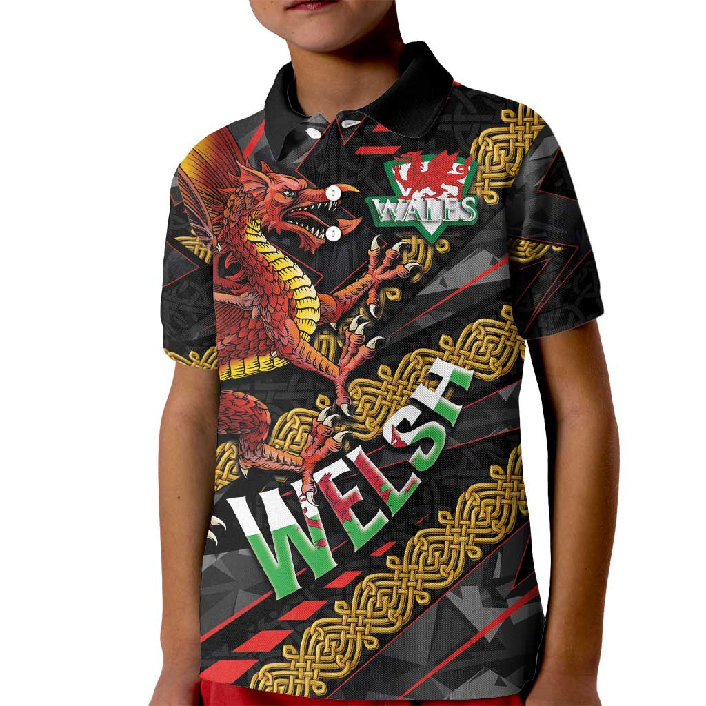 Welsh Celtic Kid Polo Shirt Wales Y Ddraig Goch with Celtic Knot Sporty - Wonder Print Shop