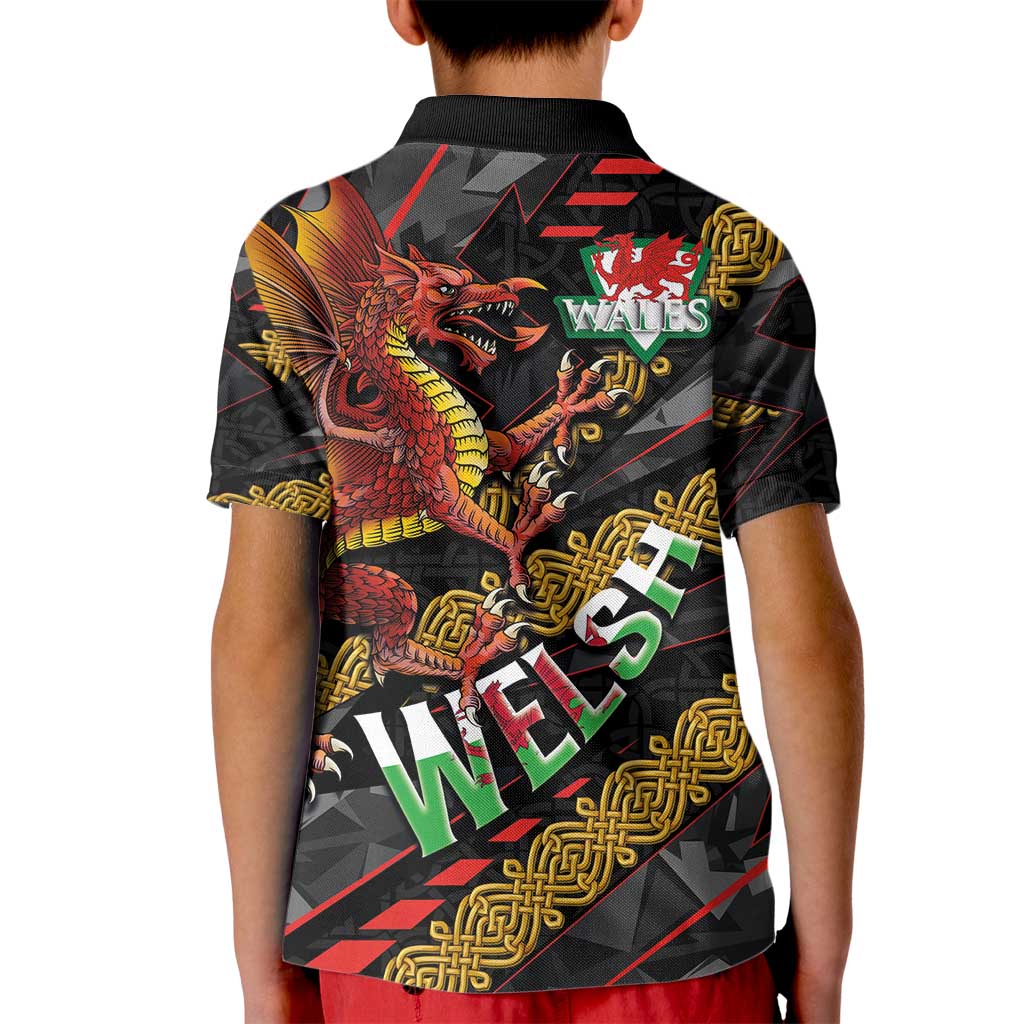 Welsh Celtic Kid Polo Shirt Wales Y Ddraig Goch with Celtic Knot Sporty - Wonder Print Shop